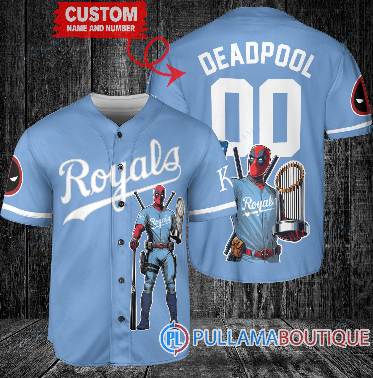 Milwaukee Brewers x Deadpool with Trophy Baseball Jersey Cream