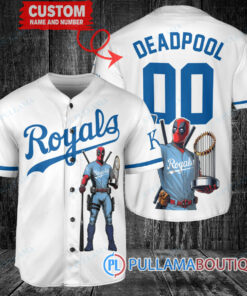 Kansas City Royals x Deadpool with Trophy Baseball Jersey White