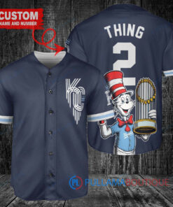 Kansas City Royals x Dr Seuss with World Series Trophy Custom Baseball Jersey Navy