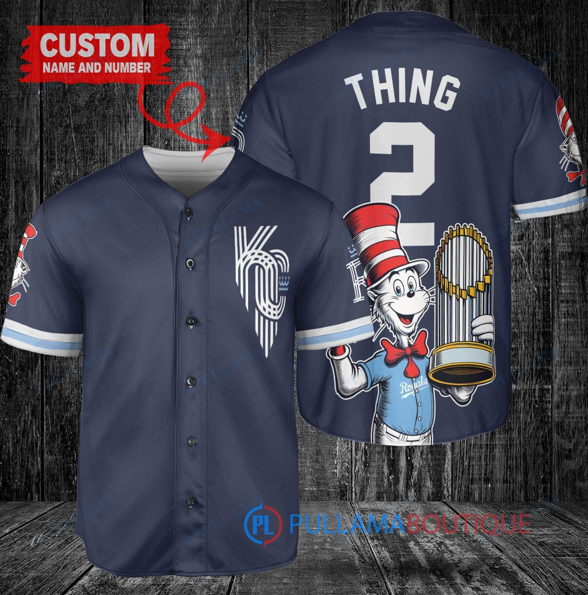 Tampa Bay Rays x Dr Seuss with World Series Trophy Custom Baseball Jersey Navy