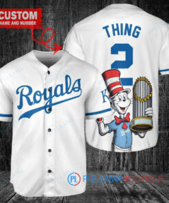 Kansas City Royals x Dr Seuss with World Series Trophy Custom Baseball Jersey White