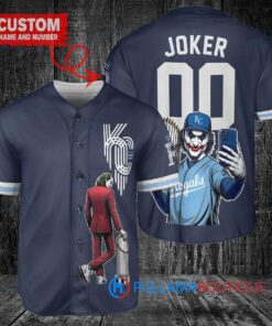 Kansas City Royals x Joker DC Comics with Trophy Custom Baseball Jersey Navy