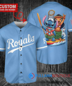 Kansas City Royals x Lilo & Stitch with Trophy Baseball Jersey Light Blue