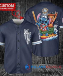 Kansas City Royals x Lilo & Stitch with Trophy Baseball Jersey Navy