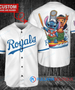 Kansas City Royals x Lilo & Stitch with Trophy Baseball Jersey White