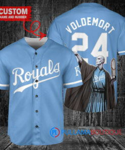 Kansas City Royals x Lord Voldemort Harry Potter with Trophy Custom Baseball Jersey Light Blue