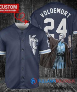 Kansas City Royals x Lord Voldemort Harry Potter with Trophy Custom Baseball Jersey Navy