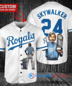 Kansas City Royals x Luke Skywalker Star Wars with Trophy Custom Baseball Jersey White