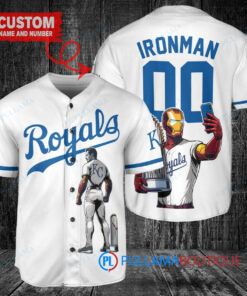 Kansas City Royals x Marvel Iron Man Tony Stark with Trophy Custom Baseball Jersey White