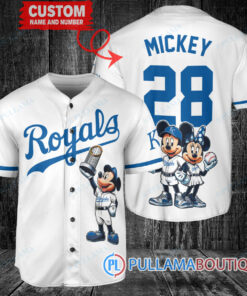 Kansas City Royals x Mickey and Minnie with Trophy Baseball Jersey White