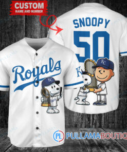 Kansas City Royals x Snoopy and Charlie Brown with Trophy Baseball Jersey White