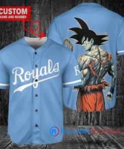 Kansas City Royals x Son Goku Kakarot Super Saiyan Dragon Ball Z with Trophy Baseball Jersey Light Blue