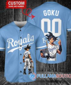 Kansas City Royals x Son Goku Kakarot Super Saiyan Dragon Ball Z with Trophy Baseball Jersey Light Blue V2