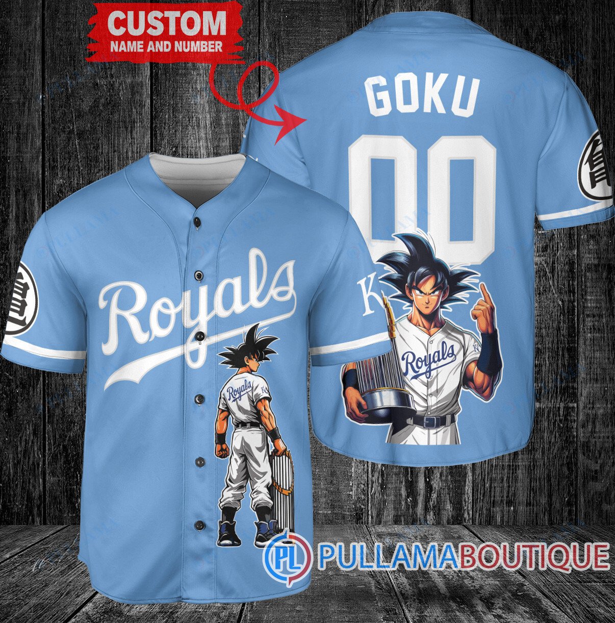 Texas Rangers x Son Goku Kakarot Super Saiyan Dragon Ball Z with Trophy Baseball Jersey Cream V2