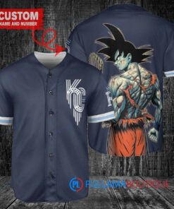 Kansas City Royals x Son Goku Kakarot Super Saiyan Dragon Ball Z with Trophy Baseball Jersey Navy