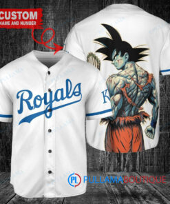 Kansas City Royals x Son Goku Kakarot Super Saiyan Dragon Ball Z with Trophy Baseball Jersey White