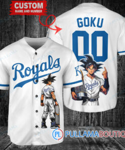 Kansas City Royals x Son Goku Kakarot Super Saiyan Dragon Ball Z with Trophy Baseball Jersey White V2