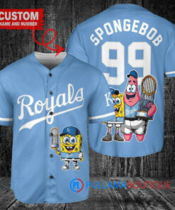 Kansas City Royals x SpongeBob SquarePants with Trophy Custom Baseball Jersey Light Blue