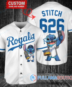 Kansas City Royals x Stitch with Trophy Baseball Jersey White