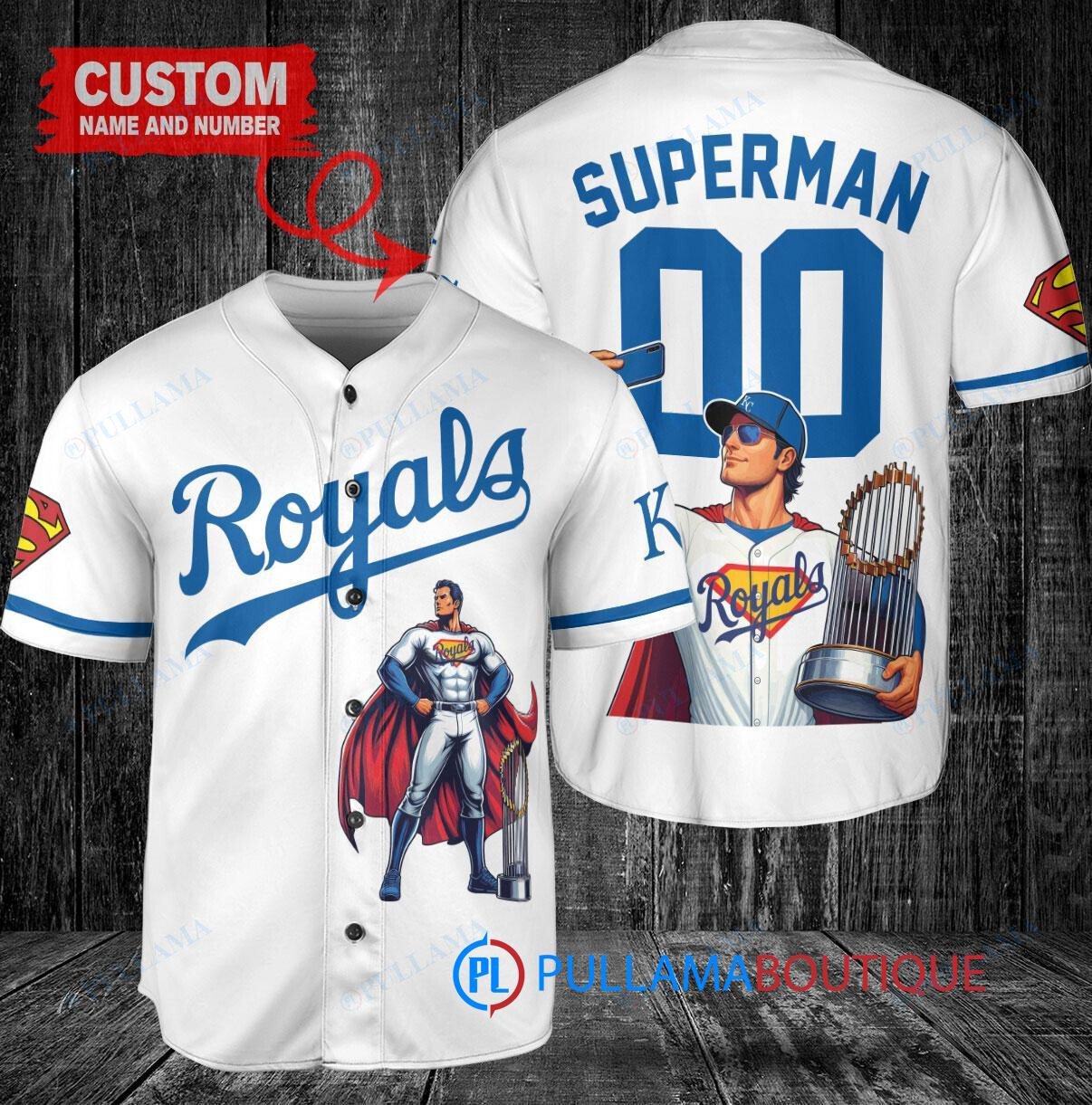 Milwaukee Brewers x Superman DC Comics with Trophy Custom Baseball Jersey Cream