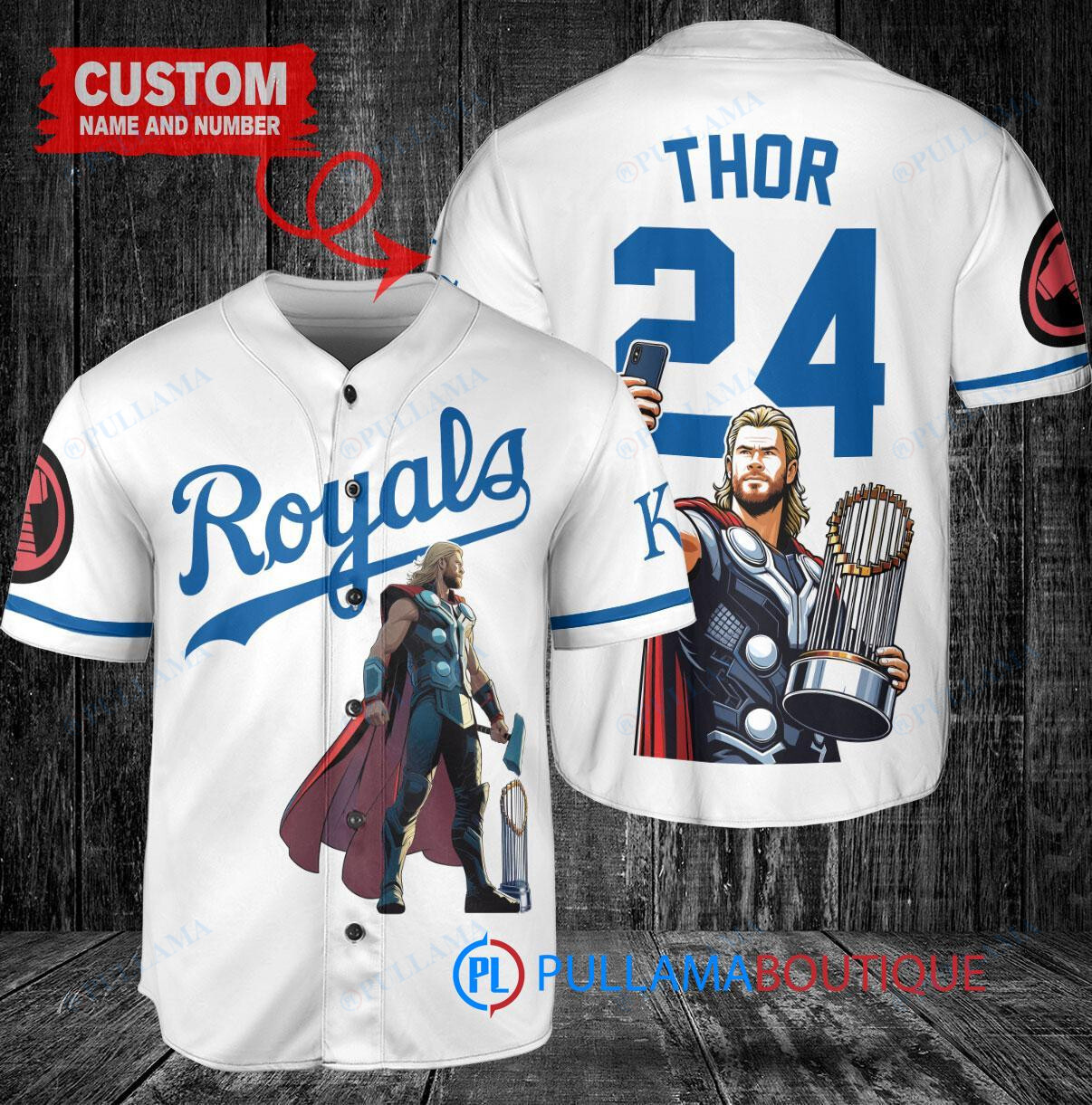 Atlanta Braves x Thor Marvel with Trophy Custom Baseball Jersey White City Connect