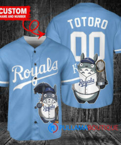 Kansas City Royals x Totoro Studio Ghibli with Trophy Custom Baseball Jersey Light Blue