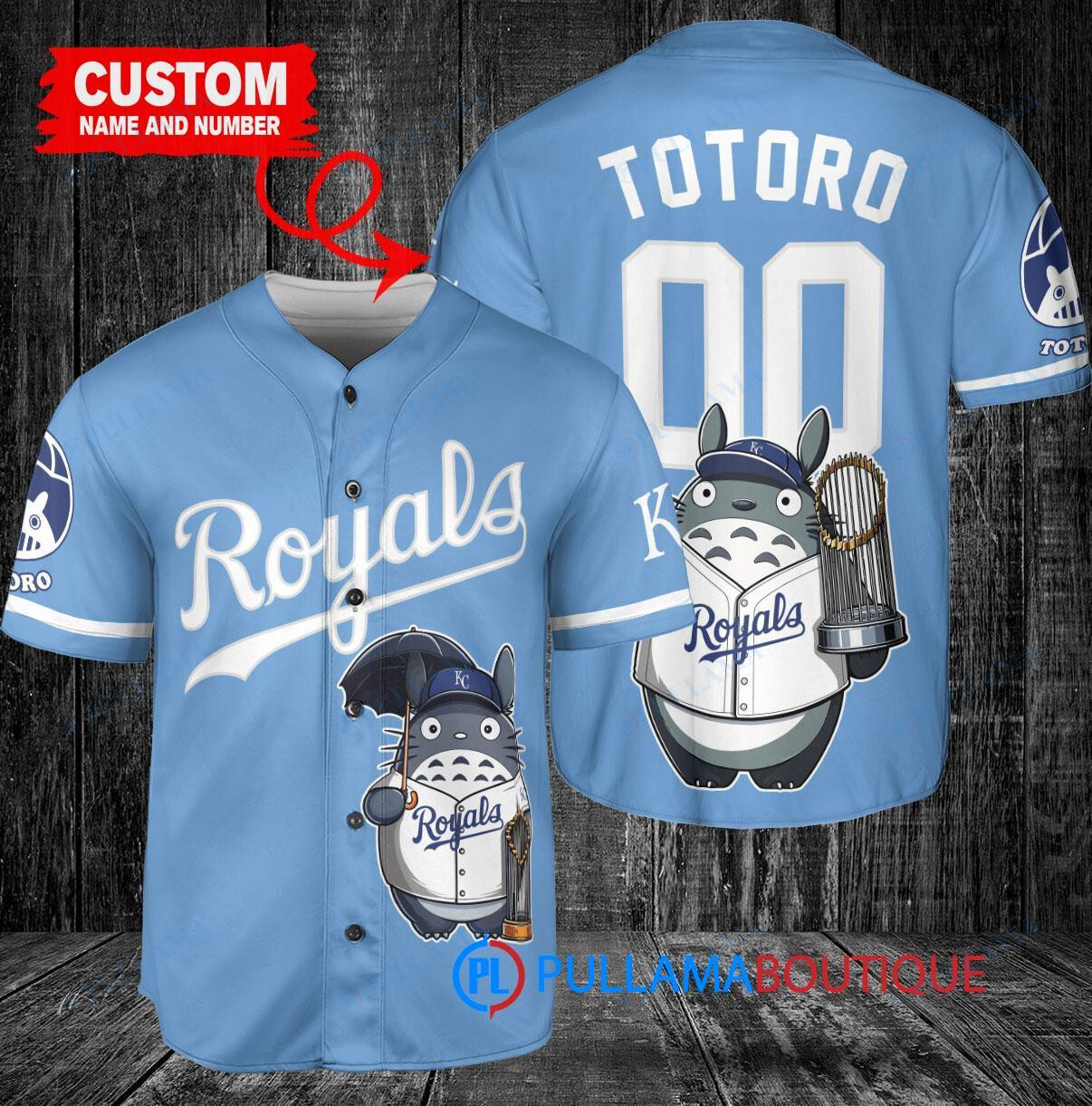 Miami Marlins x Totoro Studio Ghibli with Trophy Custom Baseball Jersey Red