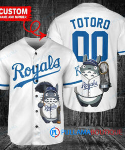 Kansas City Royals x Totoro Studio Ghibli with Trophy Custom Baseball Jersey White