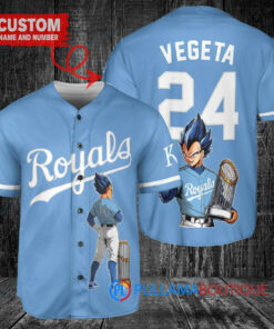 Kansas City Royals x Vegeta Super Saiyan Dragon Ball Z with Trophy Custom Baseball Jersey Light Blue