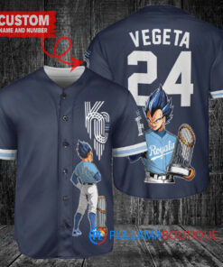 Kansas City Royals x Vegeta Super Saiyan Dragon Ball Z with Trophy Custom Baseball Jersey Navy