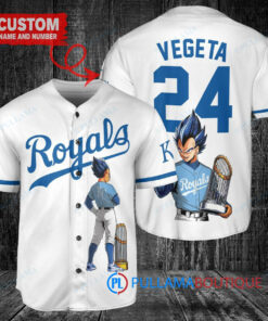 Kansas City Royals x Vegeta Super Saiyan Dragon Ball Z with Trophy Custom Baseball Jersey White