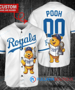 Kansas City Royals x Winnie the Pooh with Trophy Custom Baseball Jersey White