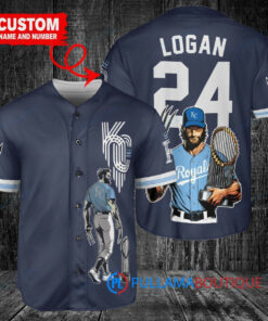 Kansas City Royals x Wolverine Logan with Trophy Custom Baseball Jersey Navy