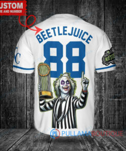 KC Royals Beetlejuice Halloween World Series Trophy Baseball Jersey White