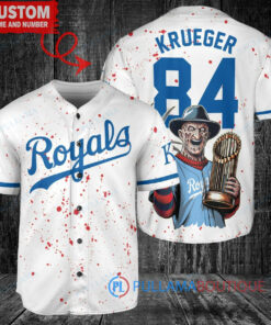 KC Royals Freddy Krueger Halloween World Series Trophy Baseball Jersey White