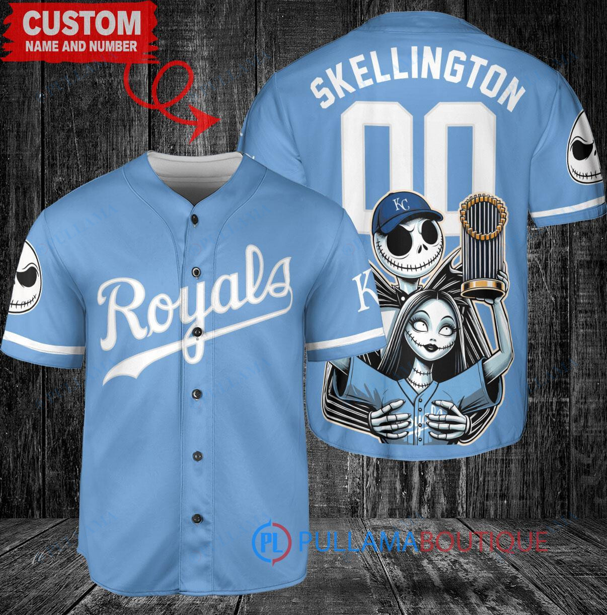 SF Giants Jack Skellington Sally World Series Trophy Baseball Jersey White