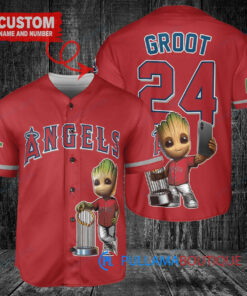 LA Angels Baby Groot Marvel Guardians Of The Galaxy Baseball Jersey Red