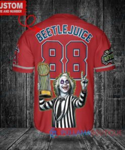 LA Angels Beetlejuice Halloween World Series Trophy Baseball Jersey Red