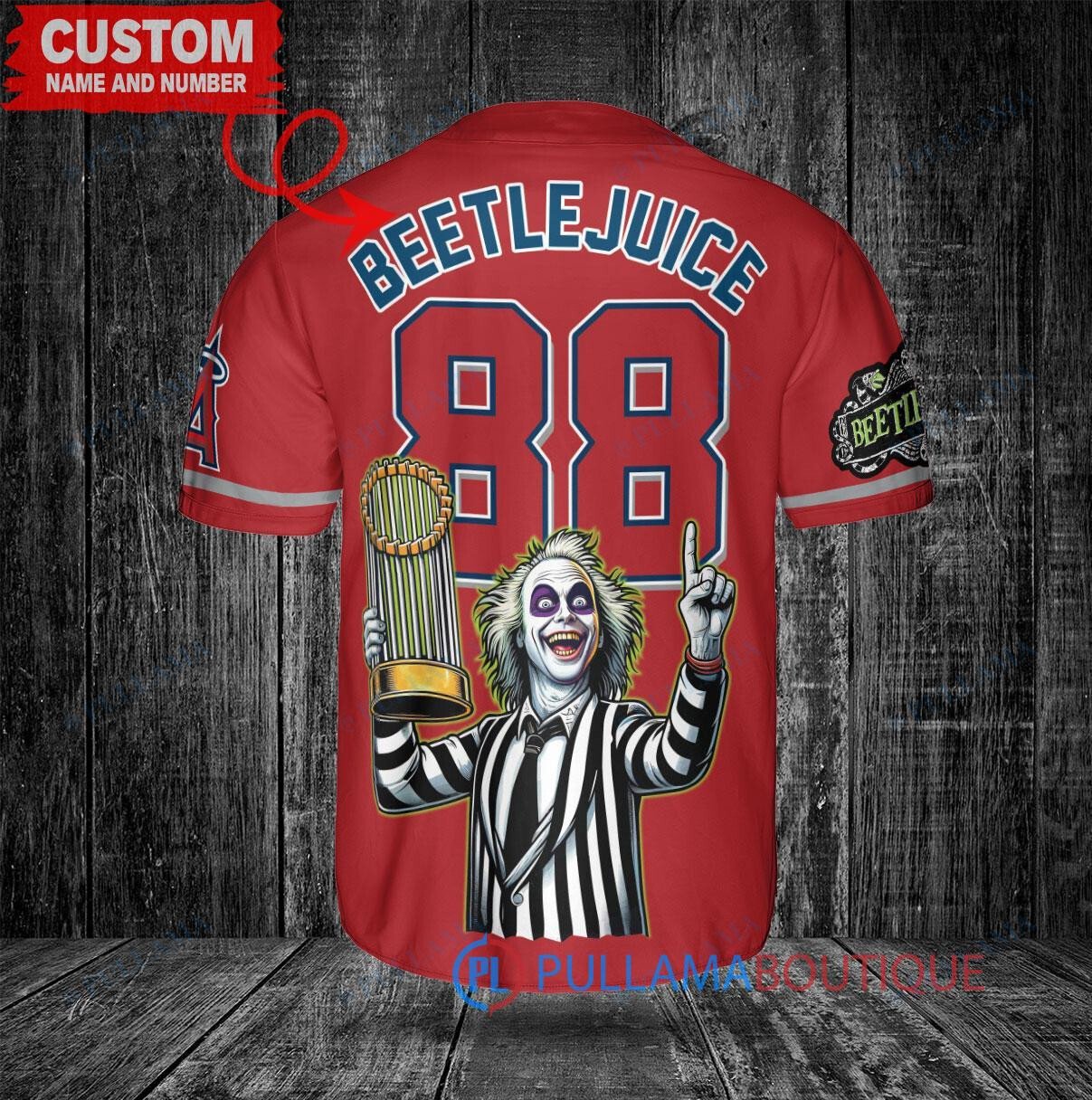 Pittsburgh Pirates Beetlejuice Halloween World Series Trophy Baseball Jersey White