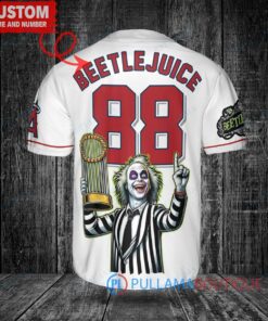 LA Angels Beetlejuice Halloween World Series Trophy Baseball Jersey White