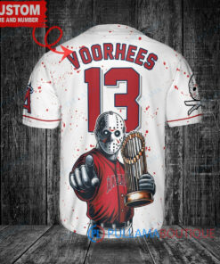 LA Angels Jason Voorhees Halloween World Series Trophy Baseball Jersey White