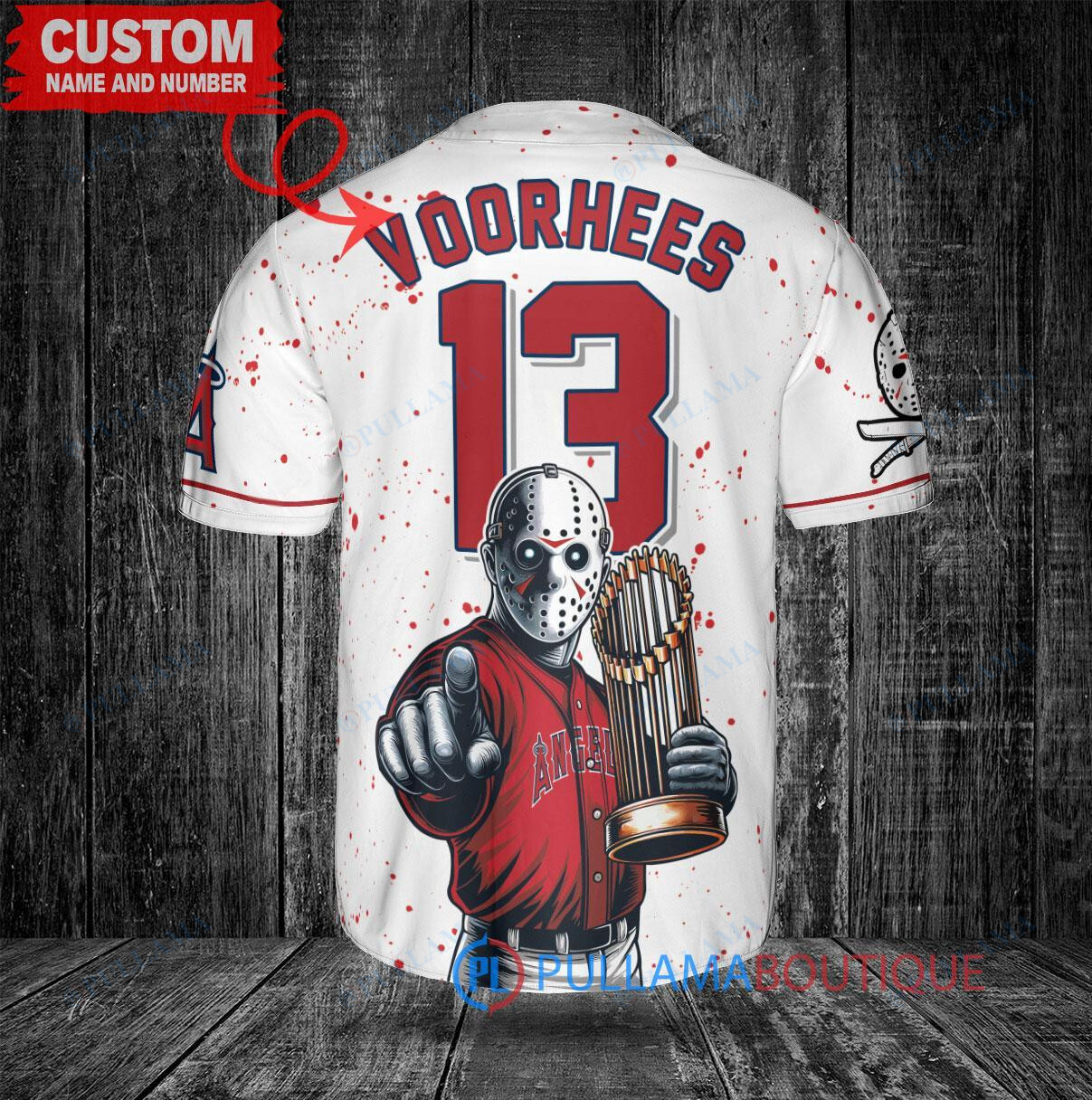 Detroit Tigers x Friday the 13th Jason Voorhees Halloween with World Series Trophy Custom Baseball Jersey Gray