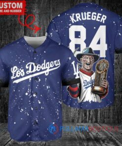 LA Dodgers Freddy Krueger Halloween World Series Trophy Baseball Jersey