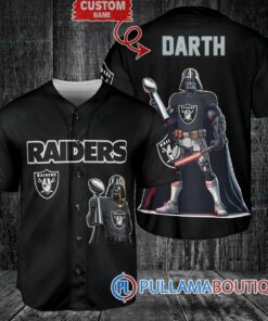 Las Vegas Raiders x Darth Vader Star Wars with Trophy Custom Baseball Jersey Black