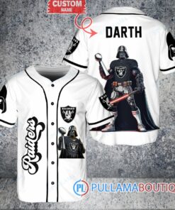 Las Vegas Raiders x Darth Vader Star Wars with Trophy Custom Baseball Jersey White