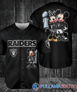 Las Vegas Raiders x Mickey and Minnie with Trophy Baseball Jersey Black