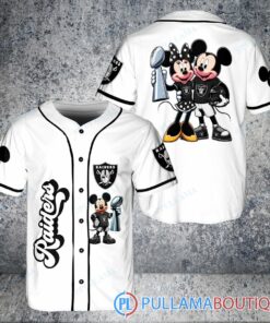 Las Vegas Raiders x Mickey and Minnie with Trophy Baseball Jersey White