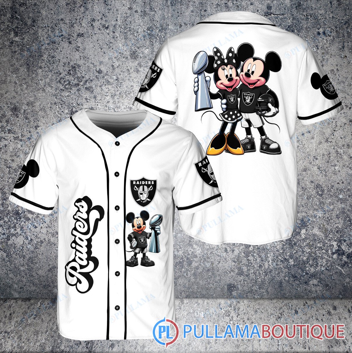 Jacksonville Jaguars x Mickey and Minnie with Trophy Baseball Jersey Teal Military