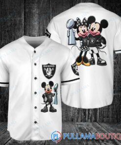 Las Vegas Raiders x Mickey and Minnie with Trophy Baseball Jersey White Without Piping