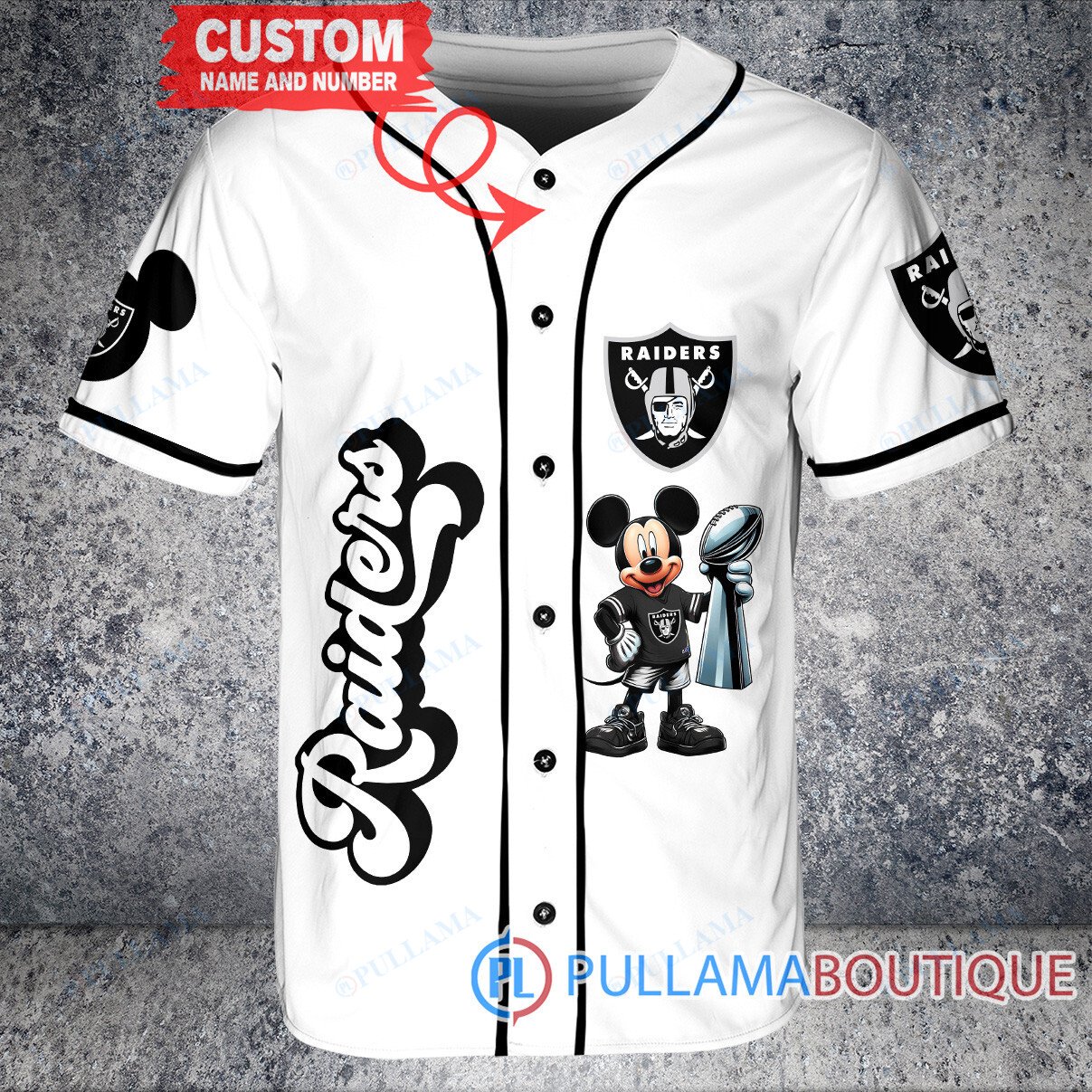 Atlanta Falcons x Mickey and Minnie with Trophy Custom Baseball Jersey White